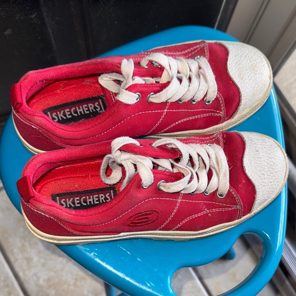 Red canvas Skechers 74370 sz 6 chunky heel - Picture 1 of 7